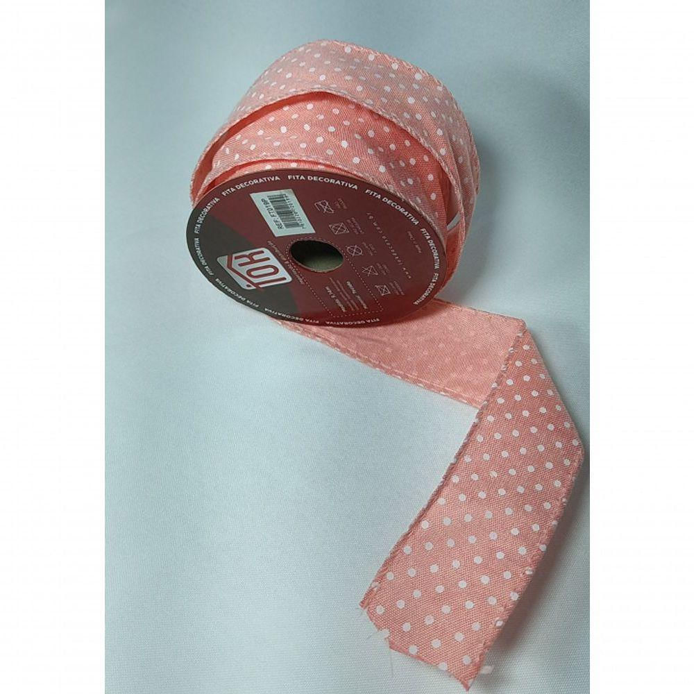 Fita Decorativa Rosa Com Poá Ft019