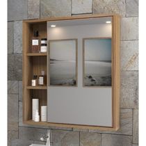 Espelheira Para Banheiro 60cm Com Nichos Multimóveis Cr10112 Noce Noce