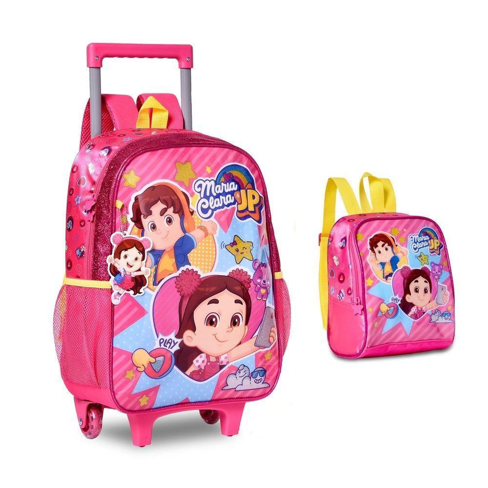 Kit Mochila Carrinho Com Lancheira Térmica Maria Clara E Jp