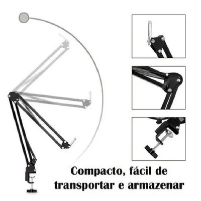 Braço Articulado Suporte De Mesa Aço Para Microfone