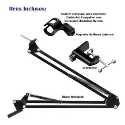 Braço Articulado Suporte De Mesa Aço Para Microfone