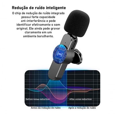 Microfone Lapela Duplo Sem Fio 2.4ghz Compatível Android Galaxy Usb-c Type C