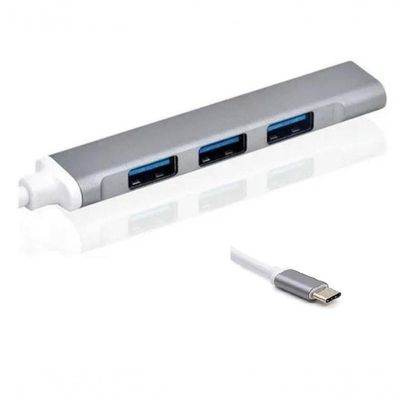 Hub Usb-c Type-c Para 4 Portas Usb 3.0 5 Gbps Para Notebook E Macbook Prata