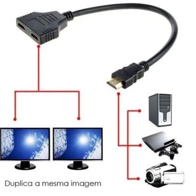 Cabo Duplicador Hdmi Em Y - 1 Entrada 2 Saidas Splitter 1x2