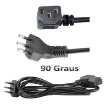 Cabo Força Tripolar Para Pc Tv Monitor Conector 90º Em L - 1,5 Mts