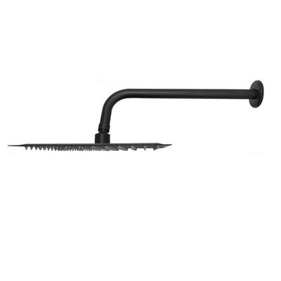 Ducha Chuveiro Slim Inox Quadrado 20x20 Suporte Parede Preto Fosco Banheiro Area Externa Piscina