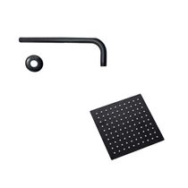 Ducha Chuveiro Slim Inox Quadrado 20x20 Suporte Parede Preto Fosco Banheiro Area Externa Piscina