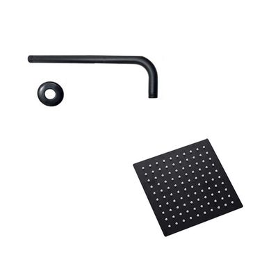 Ducha Chuveiro Slim Inox Quadrado 20x20 Suporte Parede Preto Fosco Banheiro Area Externa Piscina
