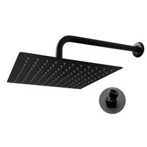 Ducha Chuveiro Slim Inox Quadrado 20x20 Suporte Parede Preto Fosco Banheiro Area Externa Piscina