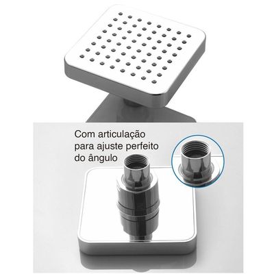 Ducha Chuveiro Articulado Lorben Quadrado Para Aquecedor Solar Gás