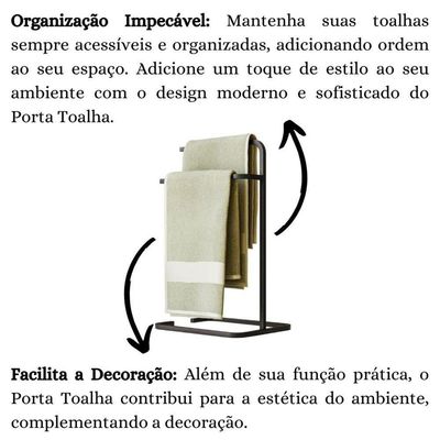 Porta Toalha Duplo Toalheiro Para Banheiro Level Preto