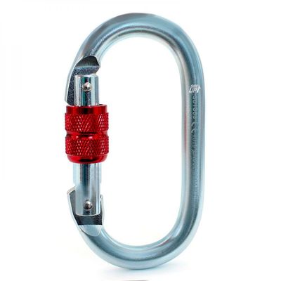Mosquetão Sideup Aço Oval Trava Rosca 25kn Cinza/Vermelho