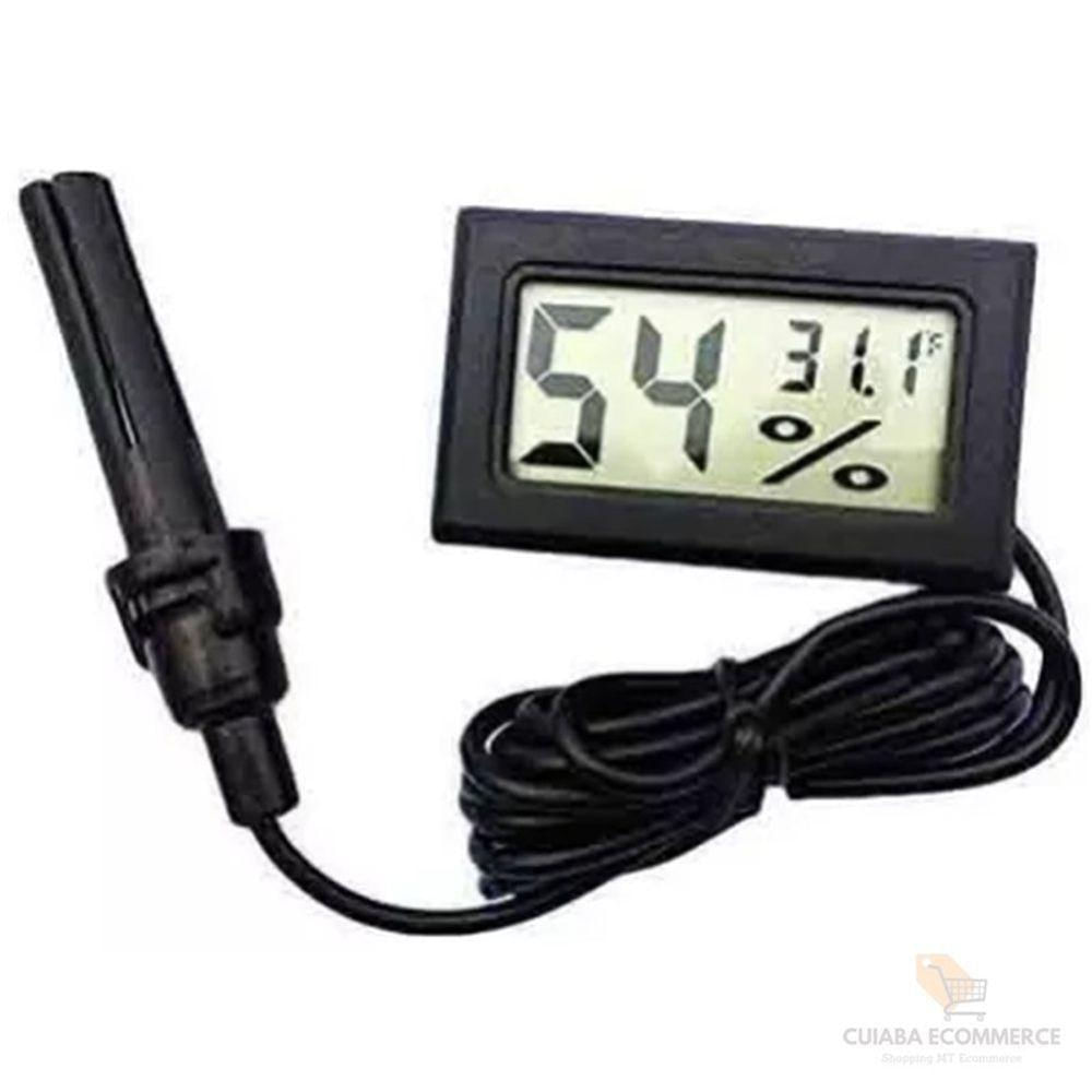 Termômetro Digital Temperatura Umidade Com Sonda Pilhas