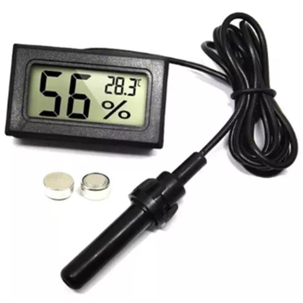 Termômetro Digital Temperatura Umidade Com Sonda Pilhas