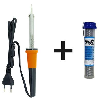 Kit Ferro De Solda Com 1 Tubete Estanho Com Resina 220v 40w