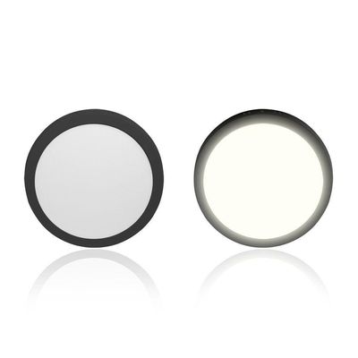 Painel De Led Redondo Sobrepor 18w Preto Bivolt Taschibra 3000k Luz Quente