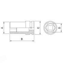 Soquete De Impacto Sextavado Longo Em Aço Cromo Molibdênio 19 Mm - Encaixe 1/2'' Tramontina