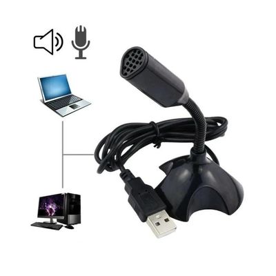 Microfone Para Pc Usb Desktop Com Suporte E Ajuste 360 Graus
