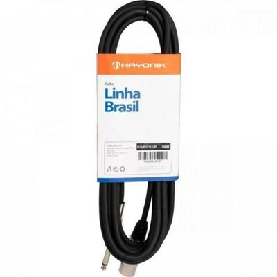 Cabo Para Microfone Linha Brasil Xlr(M) X P10 5M Preto Hayon