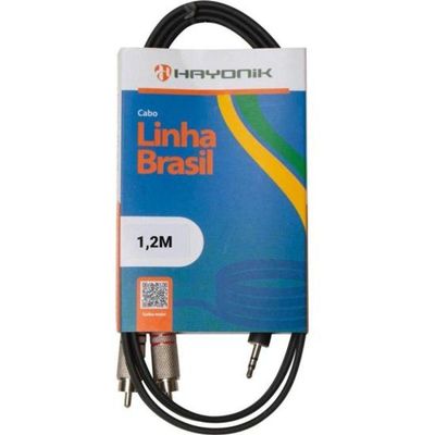 Cabo De áudio Linha Brasil P2 Estéreo X 2 Rca 1,2m Preto Hayonik