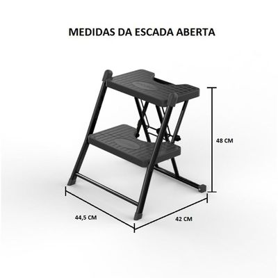 Escada Alcance De 02 Degraus Preta - Anodilar