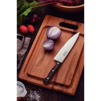 """Faca Chef Tramontina Polywood Com Lâmina Em Aço Inox E Cabo De Madeira Castanho 8"""" Tramontina"""