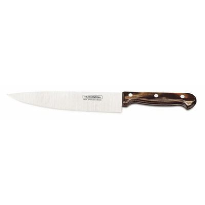 """Faca Chef Tramontina Polywood Com Lâmina Em Aço Inox E Cabo De Madeira Castanho 8"""" Tramontina"""