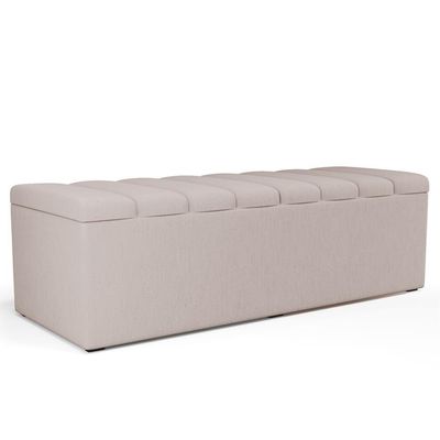 Kit Cabeceira Casal 140cm E Calçadeira Recamier Baú Cru
