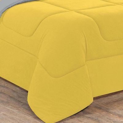 Kit Edredom Malha 100% Algodão Gran Moratta 3 Peças Casal - Amarelo-cinza
