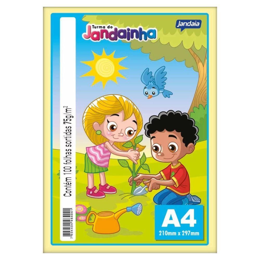 Papel A4 Colorido 75g Sortido 4 Cores C/100 Jandainha