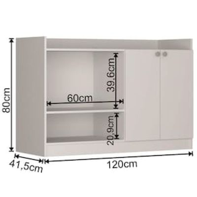 Balcão Micro-ondas Nova Móbile Classic com 2 Portas e 2 Prateleiras Branco