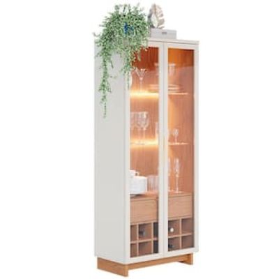 Cristaleira Colibri Guanabara MDP com 3 Prateleiras, 2 Portas, 1 Gaveta e 1 Adega Off White