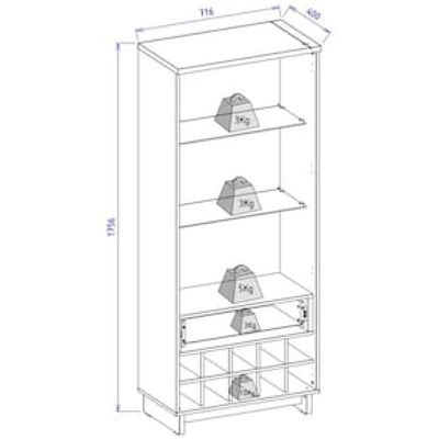 Cristaleira Colibri Guanabara MDP com 3 Prateleiras, 2 Portas, 1 Gaveta e 1 Adega Off White