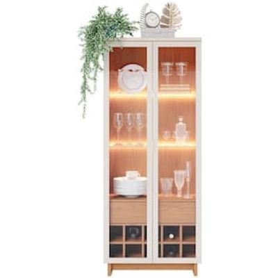 Cristaleira Colibri Guanabara MDP com 3 Prateleiras, 2 Portas, 1 Gaveta e 1 Adega Off White