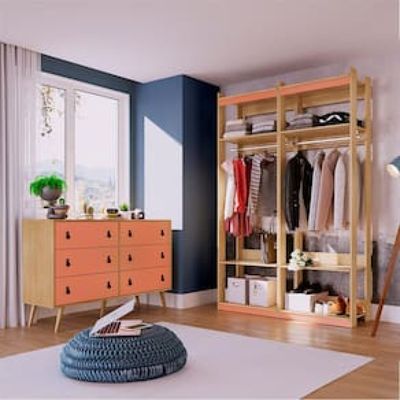 Cômoda Genialflex Amber com 6 Gavetas e 136,4cm de Largura Coral