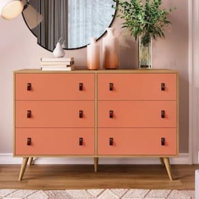 Cômoda Genialflex Amber com 6 Gavetas e 136,4cm de Largura Coral