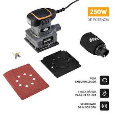 Lixadeira Orbital Wap Elo 250 Ergonômica 250 W 14000 OPM Cinza, Amarelo e Preto / 110