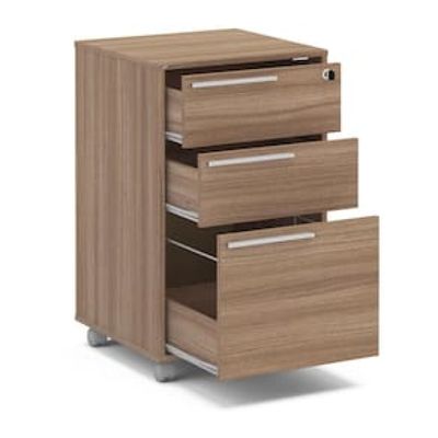 Gaveteiro Politorno Maia com 3 Gavetas e Chave Marrom Chocolate