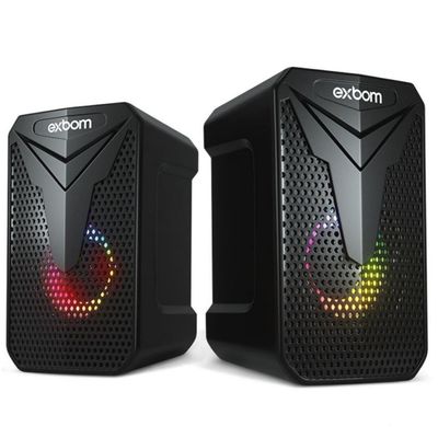 Caixa Som 2.0 Gamer 10w Led Rgb Space Computador Notebook Exbom Cs-c54