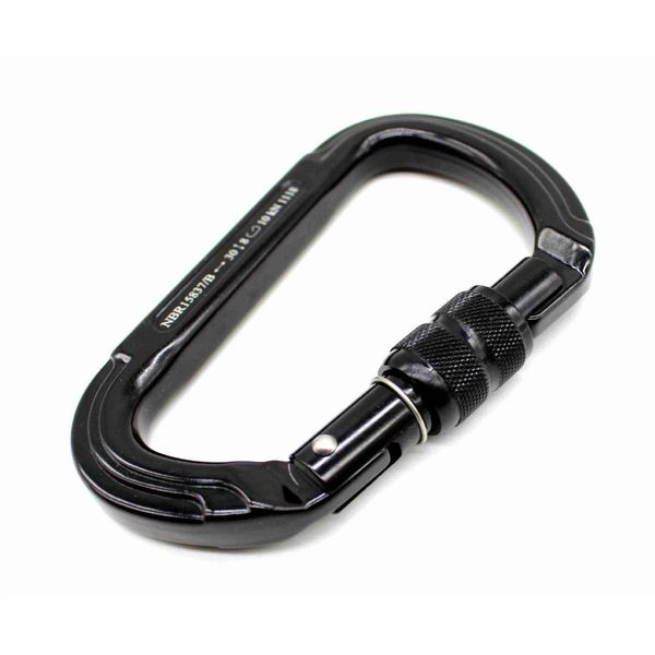 Mosquetão Sideup Alumínio D Trava Rosca Keylock 30kn Preto