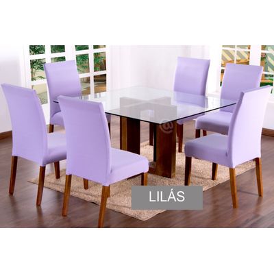Kit Com 6 Capas De Cadeiras Lisas Para Sala De Jantar Lilás