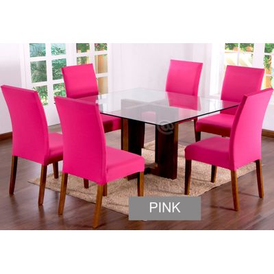 Kit Com 6 Capas De Cadeiras Lisas Para Sala De Jantar Pink
