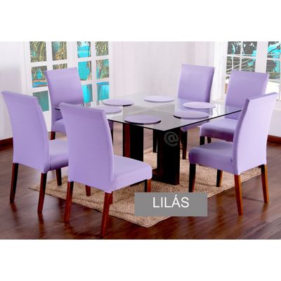 Kit Capa De Cadeira 4 Peças Lisas Com Acompanha Sousplat Lilás