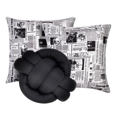 Kit 2 Almofadas Decorativas cheias mais Almofada Nó Preto
