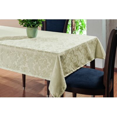 Toalha De Mesa Sala Jantar 1,45x1,35 em Tecido Jacquard Bege