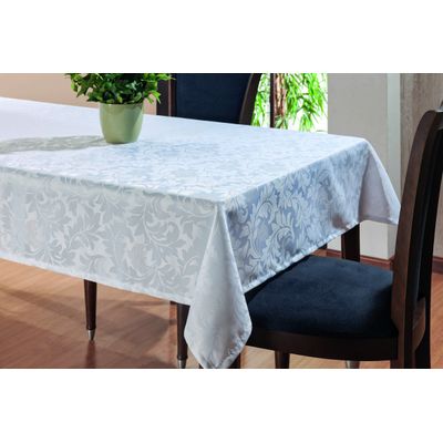 Toalha De Mesa Sala Jantar 2,20x1,35 em Tecido Jacquard Branco