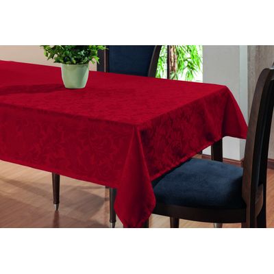 Toalha De Mesa Sala Jantar 2,20x1,35 em Tecido Jacquard Vermelho