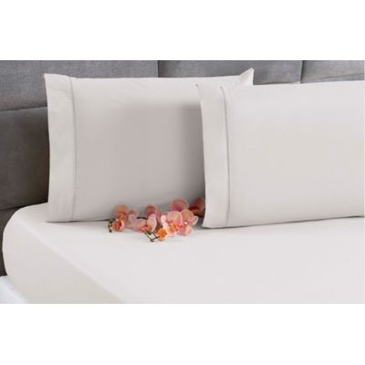 Jogo Lençol Percal 200 Fios Ponto Palito Cama Queen 3pçs Branco