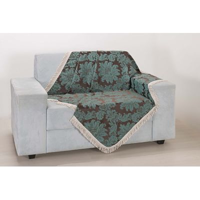 Xale De Sofá Decoração Sala Jacquard 1,50X1,50 Verde Tabaco