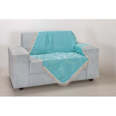 Xale para Sofá Decoração Sala Jacquard 2,90X1,50 Azul Claro